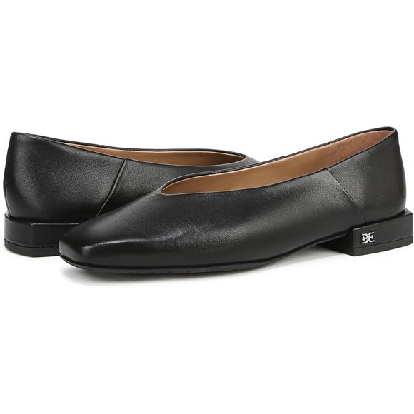 Sam Edelman Women Black Leather Pull-On Rounded Toe Classic  Ballet Flat Shoes - Picture 6 of 7
